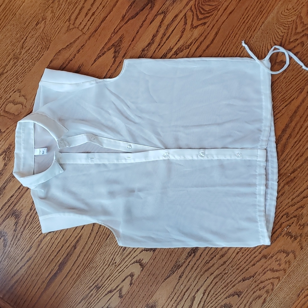 American Apparel Chiffon button down, sheer ivory, size M. NWOT